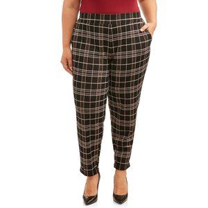 Terra & Sky Plaid Double Knit Tapered Pants 4X